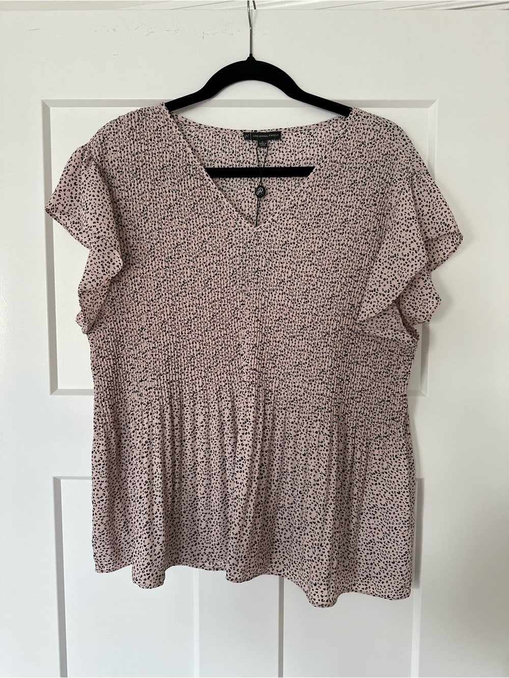 Women’s Adrianna Papell V Neck Flutter Sleeve Pleat Top